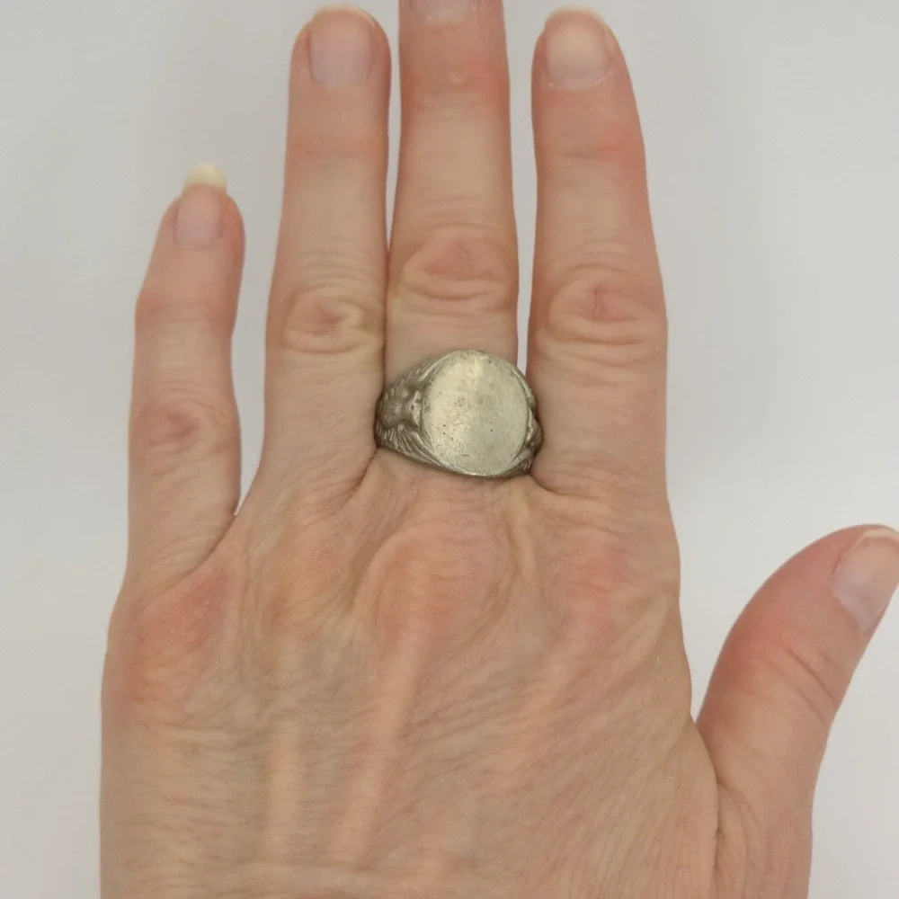 Vintage 925 Sterling Silver Signet Ring 3D Bald Eagles Patriotic Mens 9.5